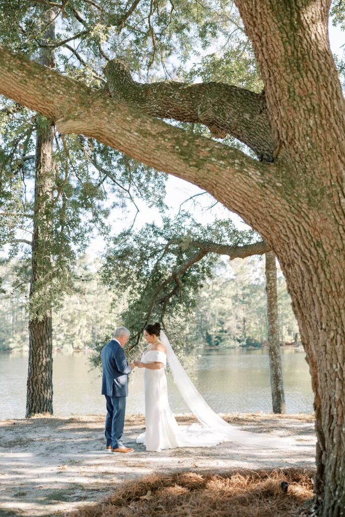 father daughter first look at private property wedding 