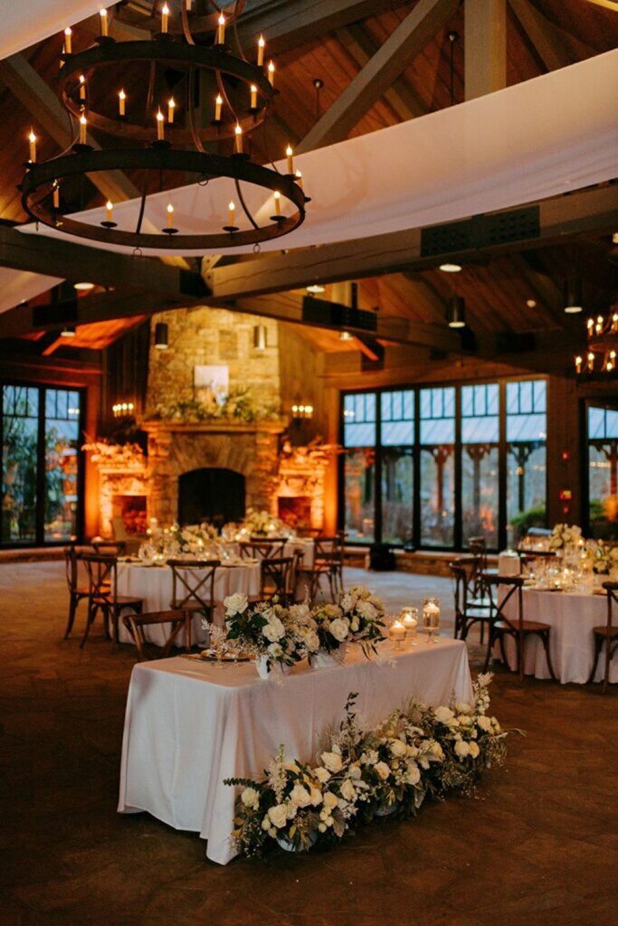 Old Edwards Inn decorated for a winter wedding with florals