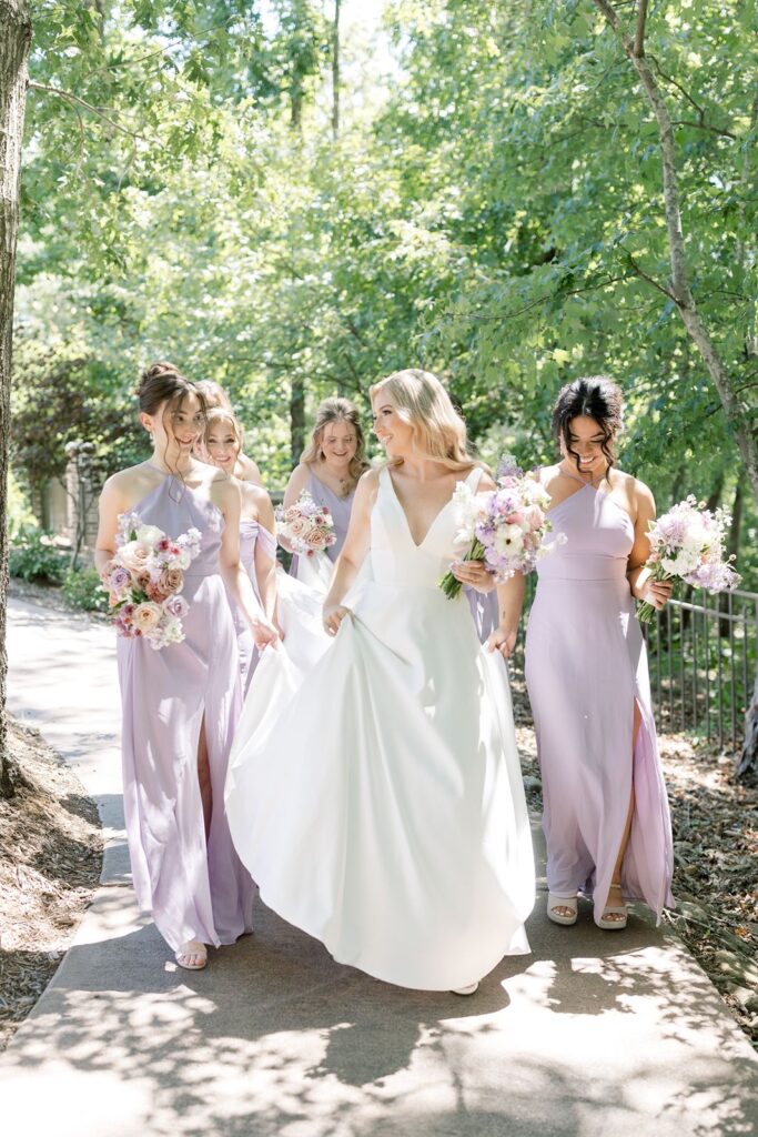 Bridal Party walking down path