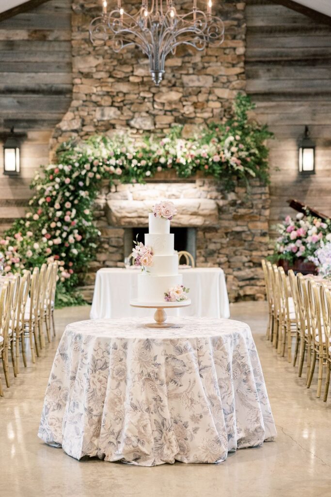 Reception hall at Catawba Falls Events set for wedding