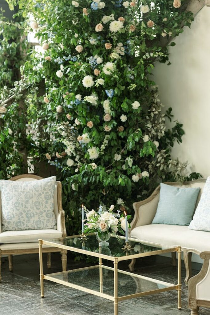 Wedding lounges and florals at reception in Columbia SC