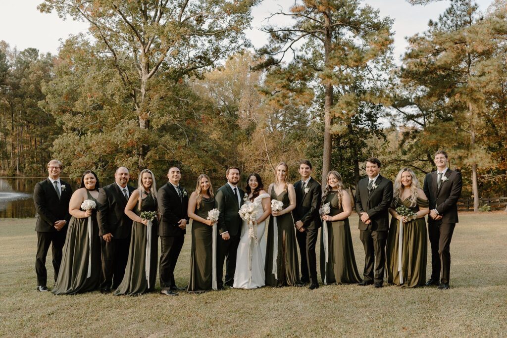 Bridal party posed after wedding in Lexington