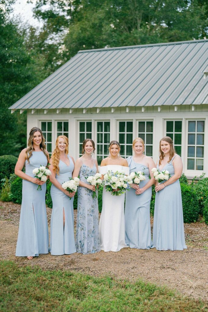 Bridesmaids posed at Morning Glory Farm