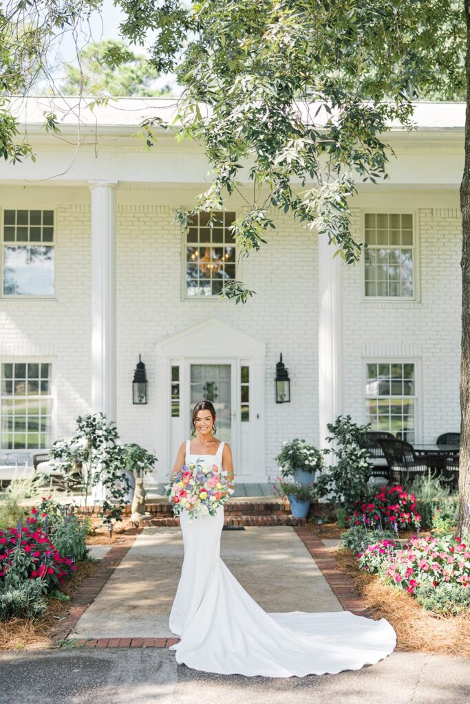 Bride posed outside of Heron Hill Venue