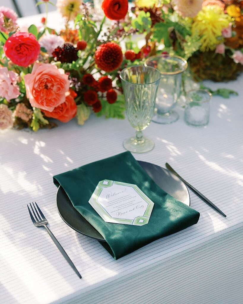 Place setting for wedding reception