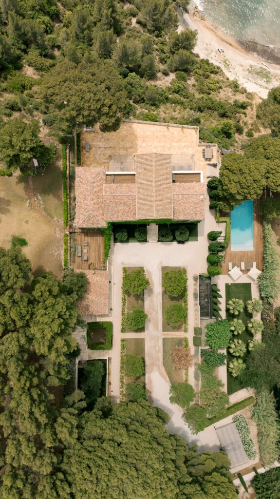 drone picture of a domaine de canaille wedding