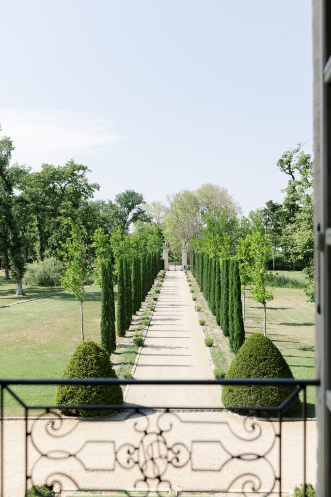 tree line overlooking window in Chateau de Tourreau